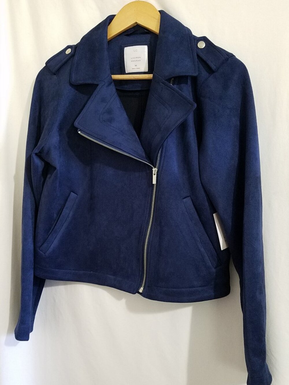 Lauren Conrad Moto Jacket Navy Medium NWT Suede-Like